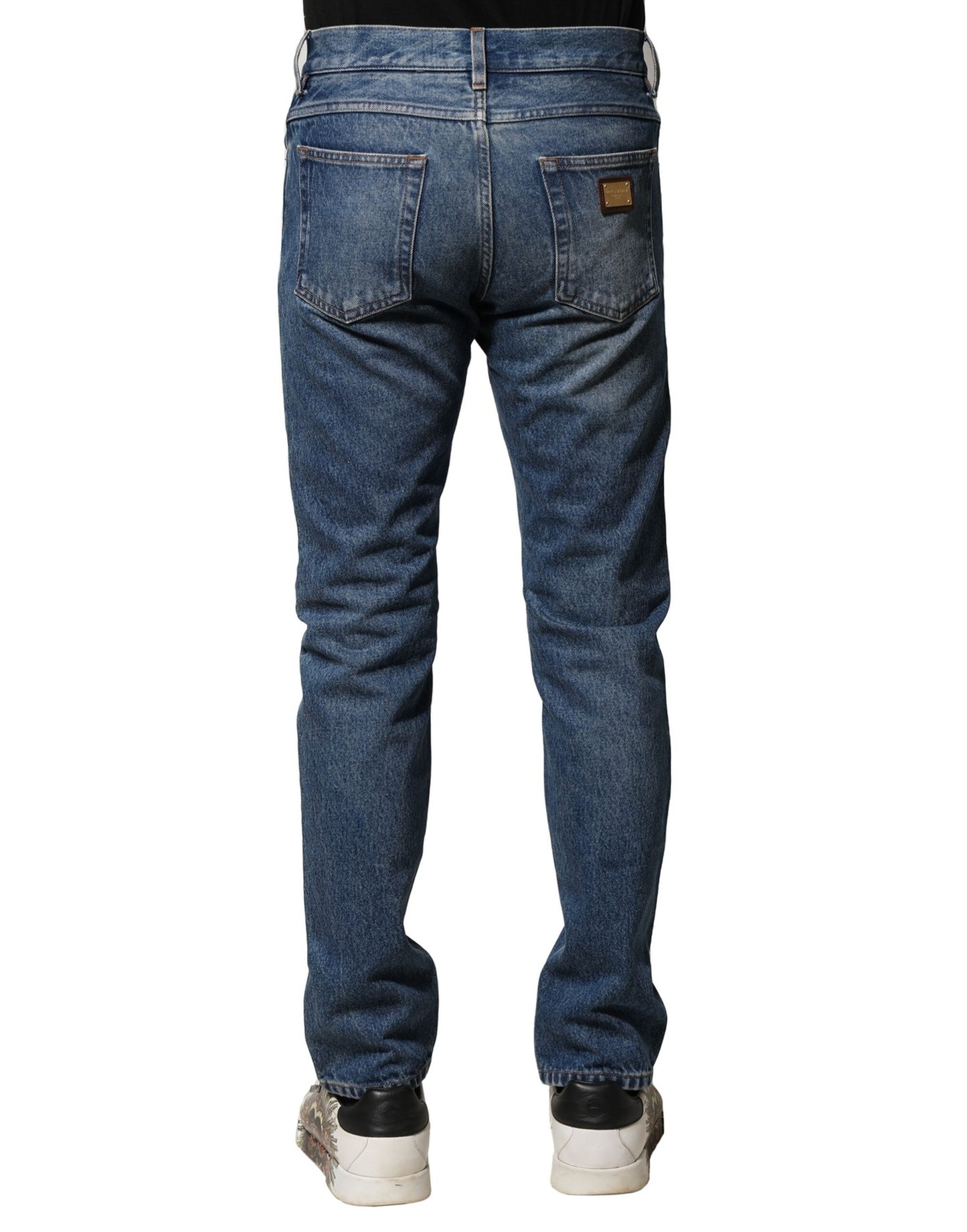 Dolce & Gabbana Blue Cotton Stretch Slim Fit Men Denim Jeans