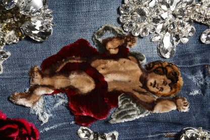 Dolce &amp; Gabbana – Blaue Jeans aus Baumwoll-Denim mit Strassverzierung