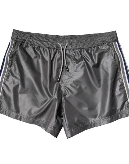 Dolce &amp; Gabbana – Graue, lässige Bermudashorts aus Polyester mit mittlerer Taille