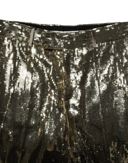 Dolce &amp; Gabbana – Bermudashorts aus Polyester mit goldenen Paillettenverzierungen