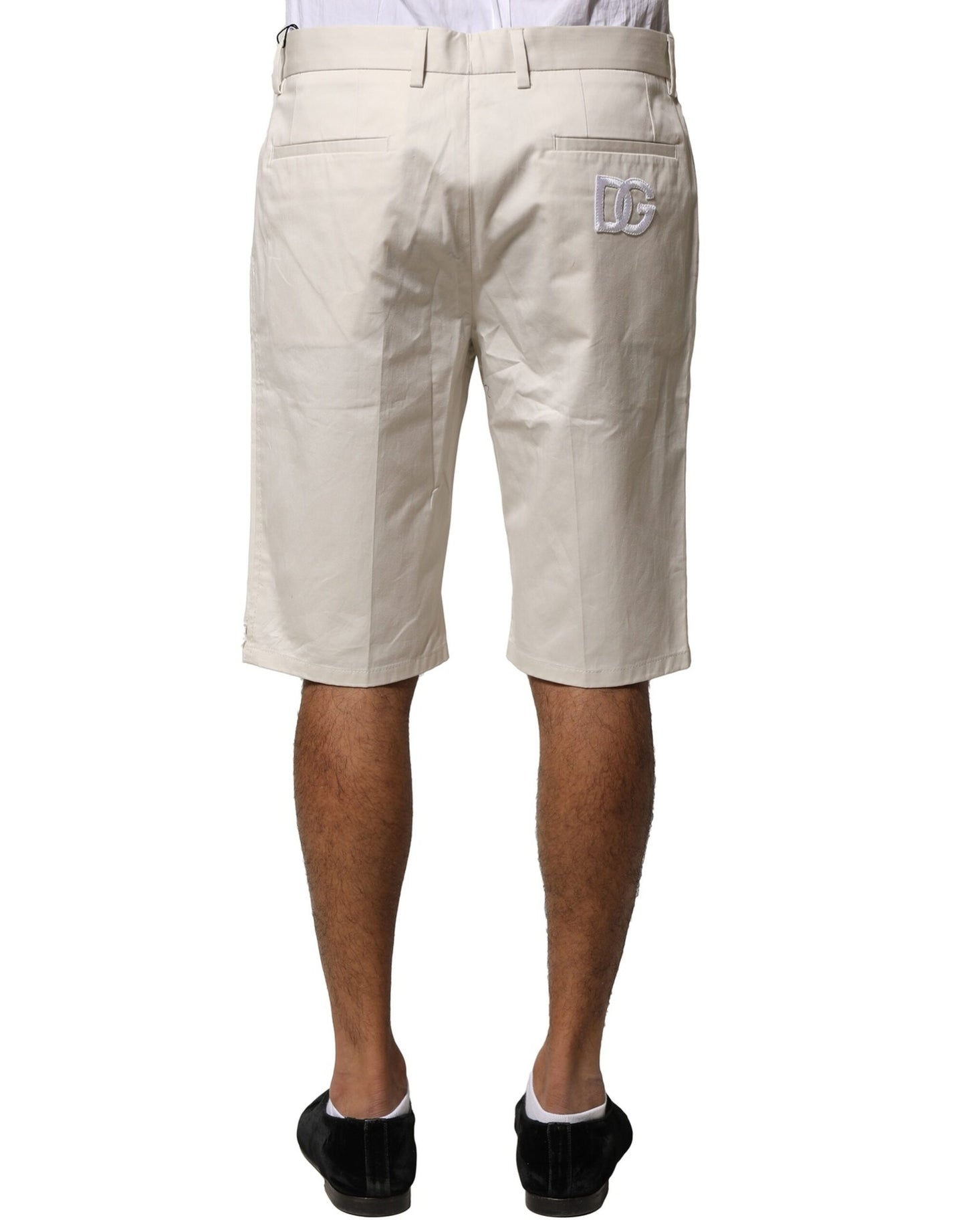 Dolce &amp; Gabbana – Beige Bermudashorts aus Baumwollstretch mit mittlerer Taille