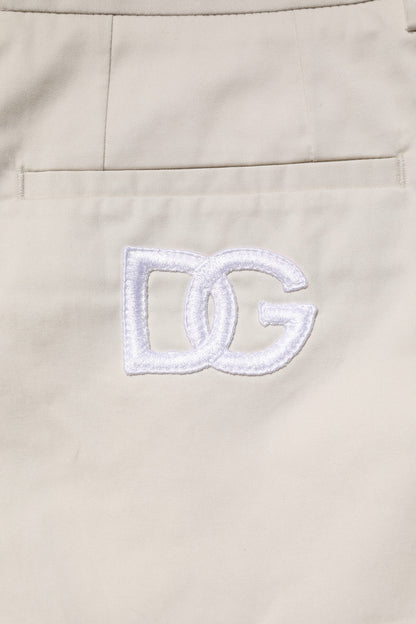 Dolce &amp; Gabbana – Beige Bermudashorts aus Baumwollstretch mit mittlerer Taille