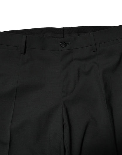 بدلة دولتشي آند غابانا السوداء من الصوف مكونة من قطعتين وصدر واحد