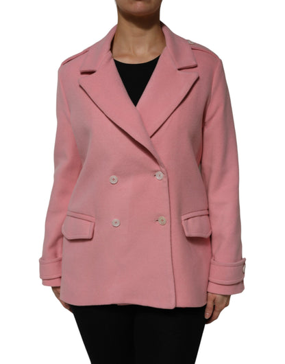PINK MEMORIES Rosa Zweireihiger Blazer aus Wolle
