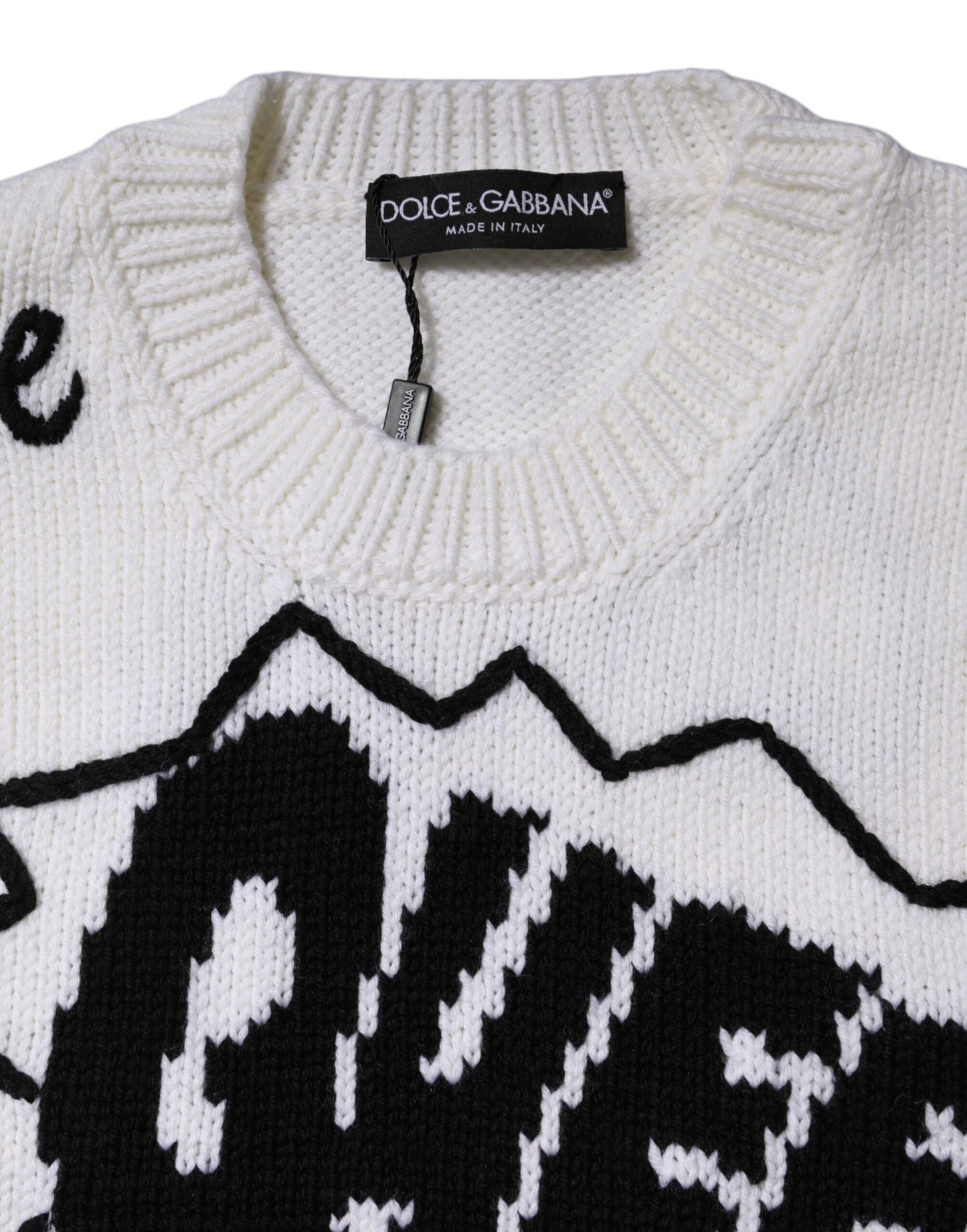 Dolce &amp; Gabbana – Weißer Pullover aus Wollstrick mit Rundhalsausschnitt