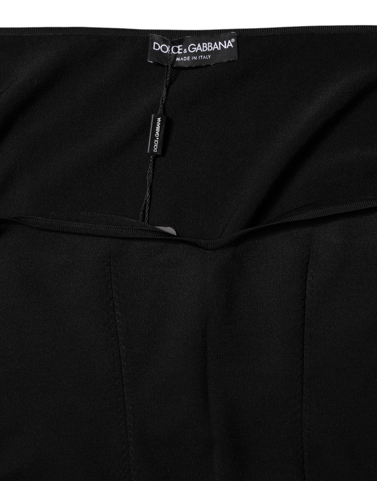 بلوزة دولتشي آند غابانا سوداء من الفيسكوز بأكمام طويلة