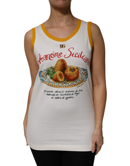 بلوزة دولتشي آند غابانا البيضاء بدون أكمام من أرانين سيسيليان