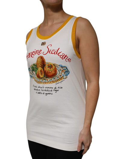 بلوزة دولتشي آند غابانا البيضاء بدون أكمام من أرانين سيسيليان