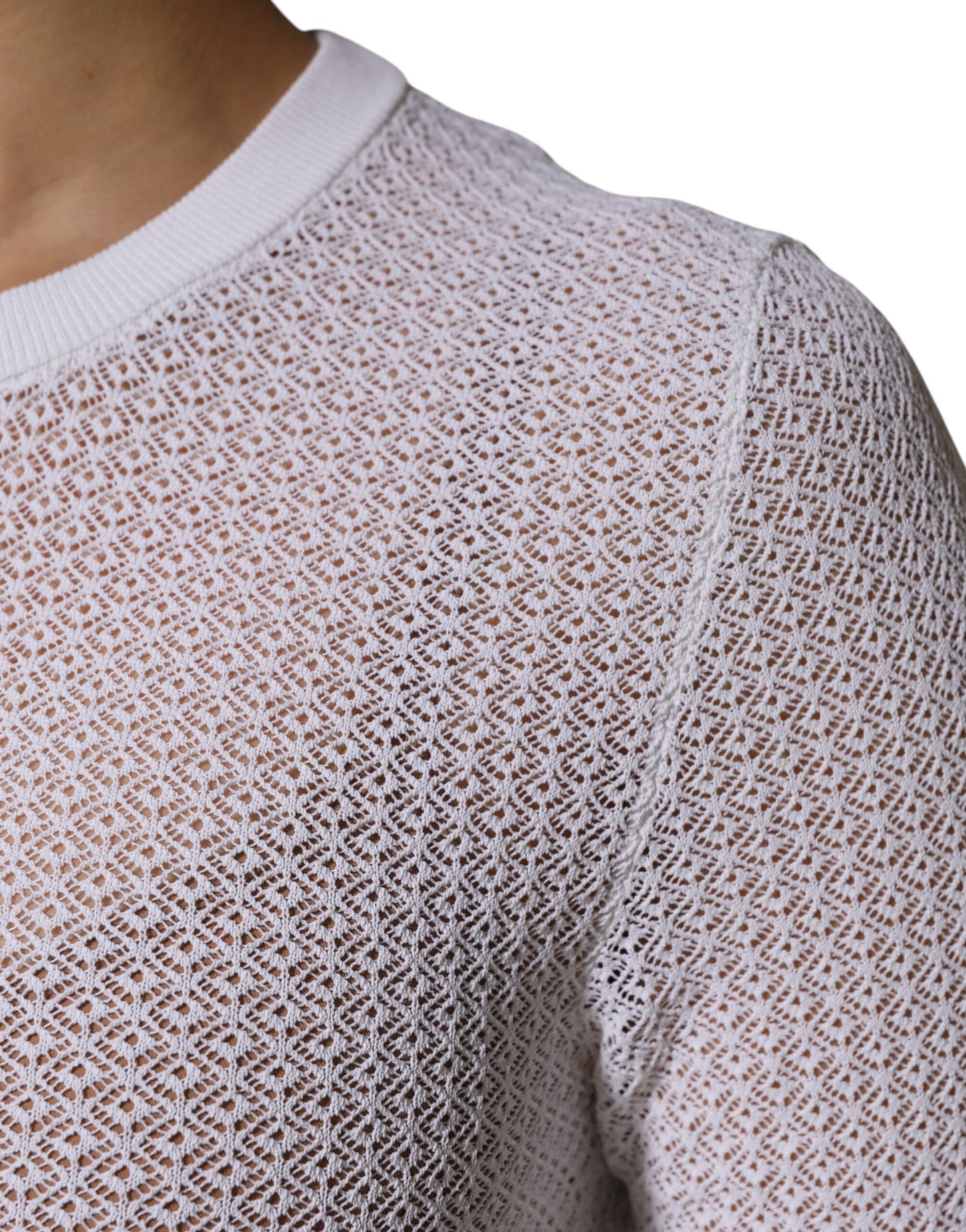 Dolce &amp; Gabbana – Weißes Pullover-Oberteil mit Rundhalsausschnitt und langen Ärmeln