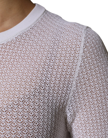 Dolce &amp; Gabbana – Weißes Pullover-Oberteil mit Rundhalsausschnitt und langen Ärmeln