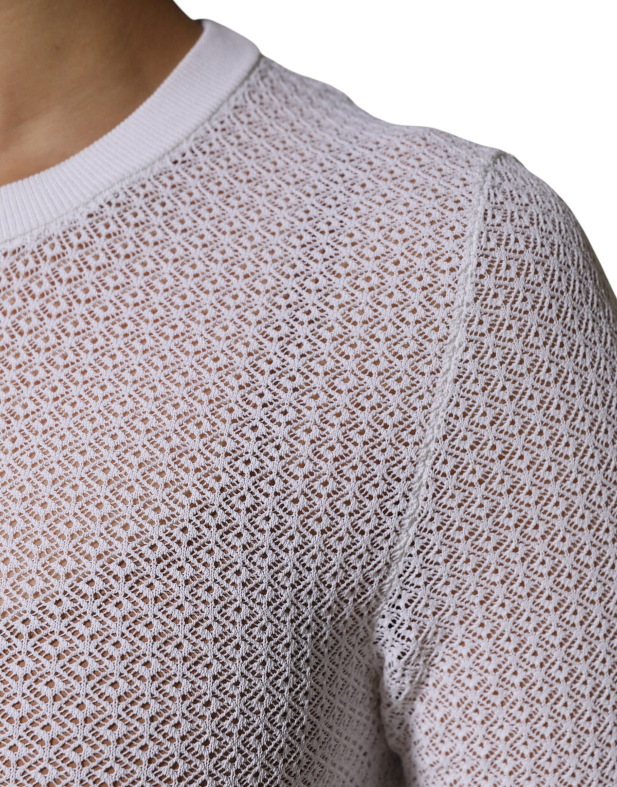 Dolce &amp; Gabbana – Weißes Pullover-Oberteil mit Rundhalsausschnitt und langen Ärmeln