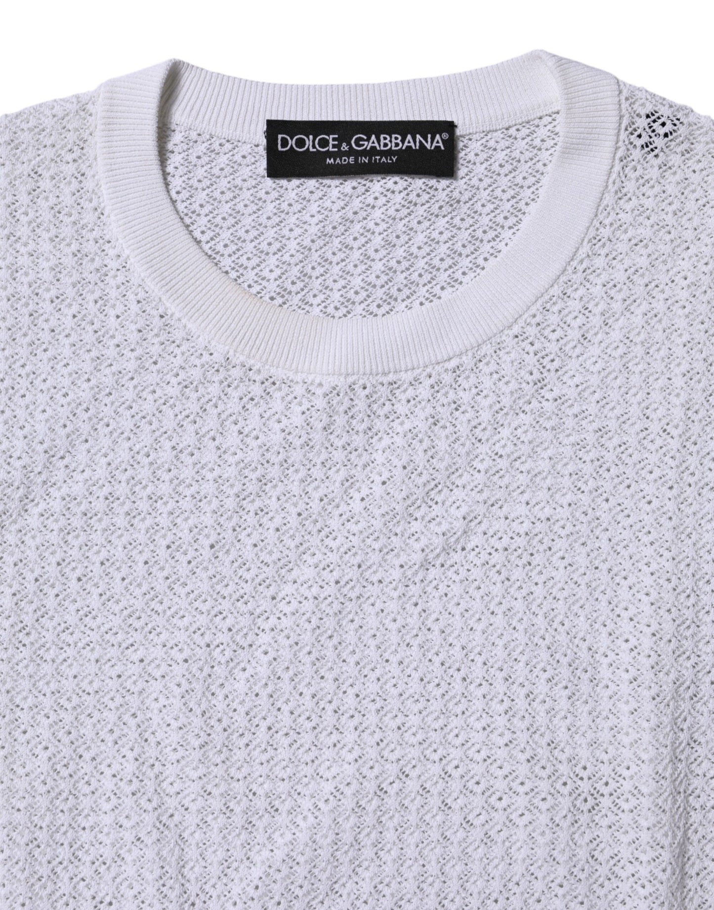 Dolce &amp; Gabbana – Weißes Pullover-Oberteil mit Rundhalsausschnitt und langen Ärmeln