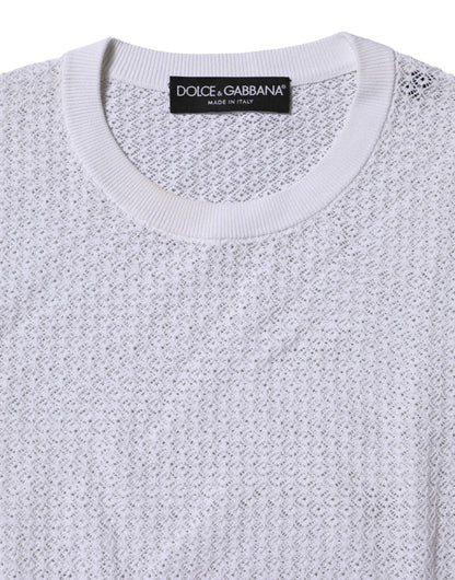 Dolce &amp; Gabbana – Weißes Pullover-Oberteil mit Rundhalsausschnitt und langen Ärmeln