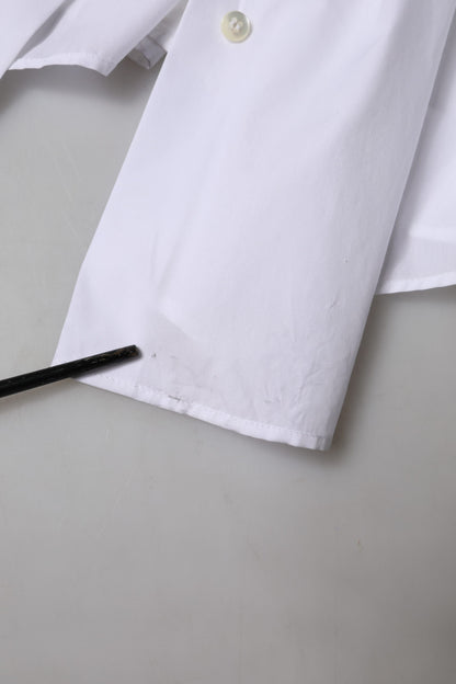 بلوزة دولتشي آند غابانا بيضاء من القطن بأكمام قصيرة وياقة