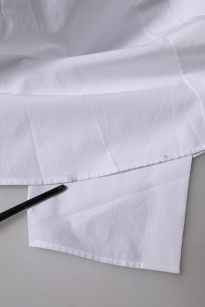 بلوزة دولتشي آند غابانا بيضاء من القطن بأكمام قصيرة وياقة