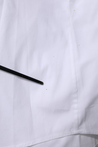 قميص دولتشي آند غابانا أبيض من القطن بأكمام طويلة وياقة