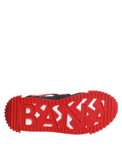 Dolce &amp; Gabbana Rot Schwarz Leder Knöchelriemen Sandalen Schuhe