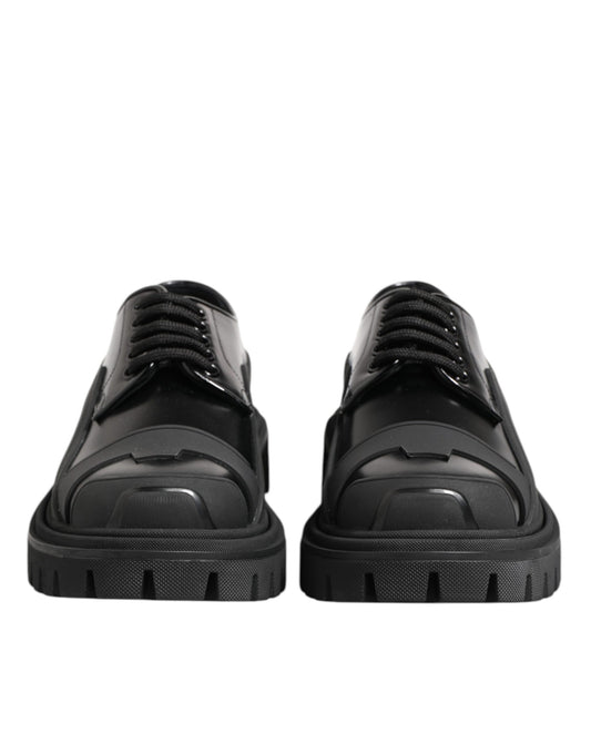 Dolce &amp; Gabbana – Trekking-Derby-Schuhe aus schwarzem Lackleder