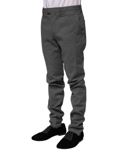 BENCIVENGA Schwarz-weiß karierte, schmal zulaufende Anzughose