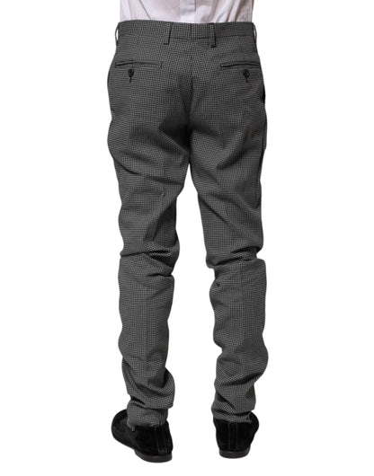 BENCIVENGA Schwarz-weiß karierte, schmal zulaufende Anzughose