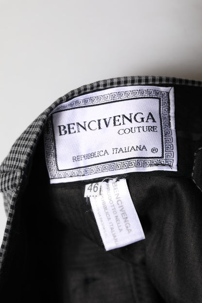 BENCIVENGA Schwarz-weiß karierte, schmal zulaufende Anzughose