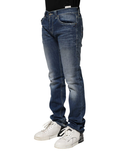 Dondup Blau verwaschene Skinny Fit Casual Herren Jeans