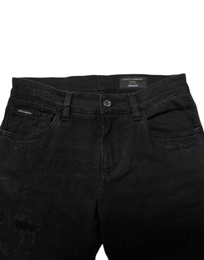 Dolce & Gabbana Black Cotton Skinny Men Denim Jeans