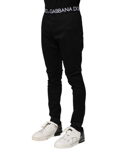 Dolce &amp; Gabbana Schwarze Skinny-Jogginghose aus Nylon für Herren