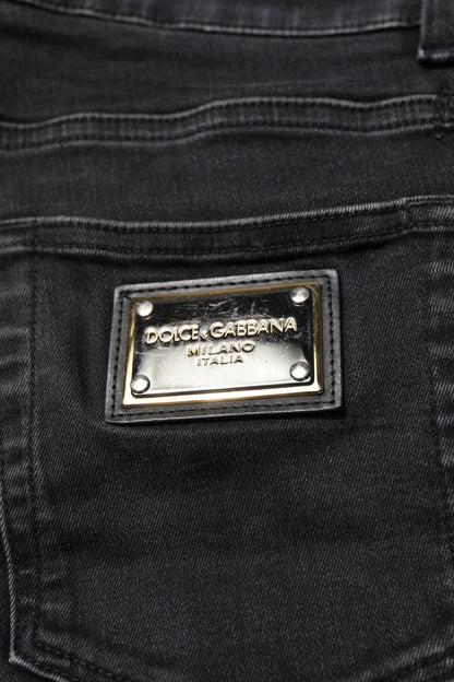 Dolce & Gabbana Black Cotton Skinny Men Denim Jeans