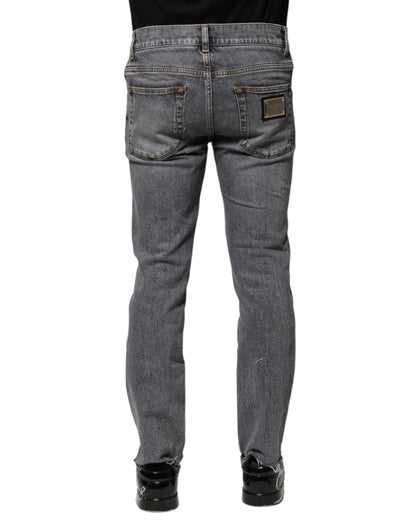 Dolce & Gabbana Gray Cotton Skinny Men Denim Jeans