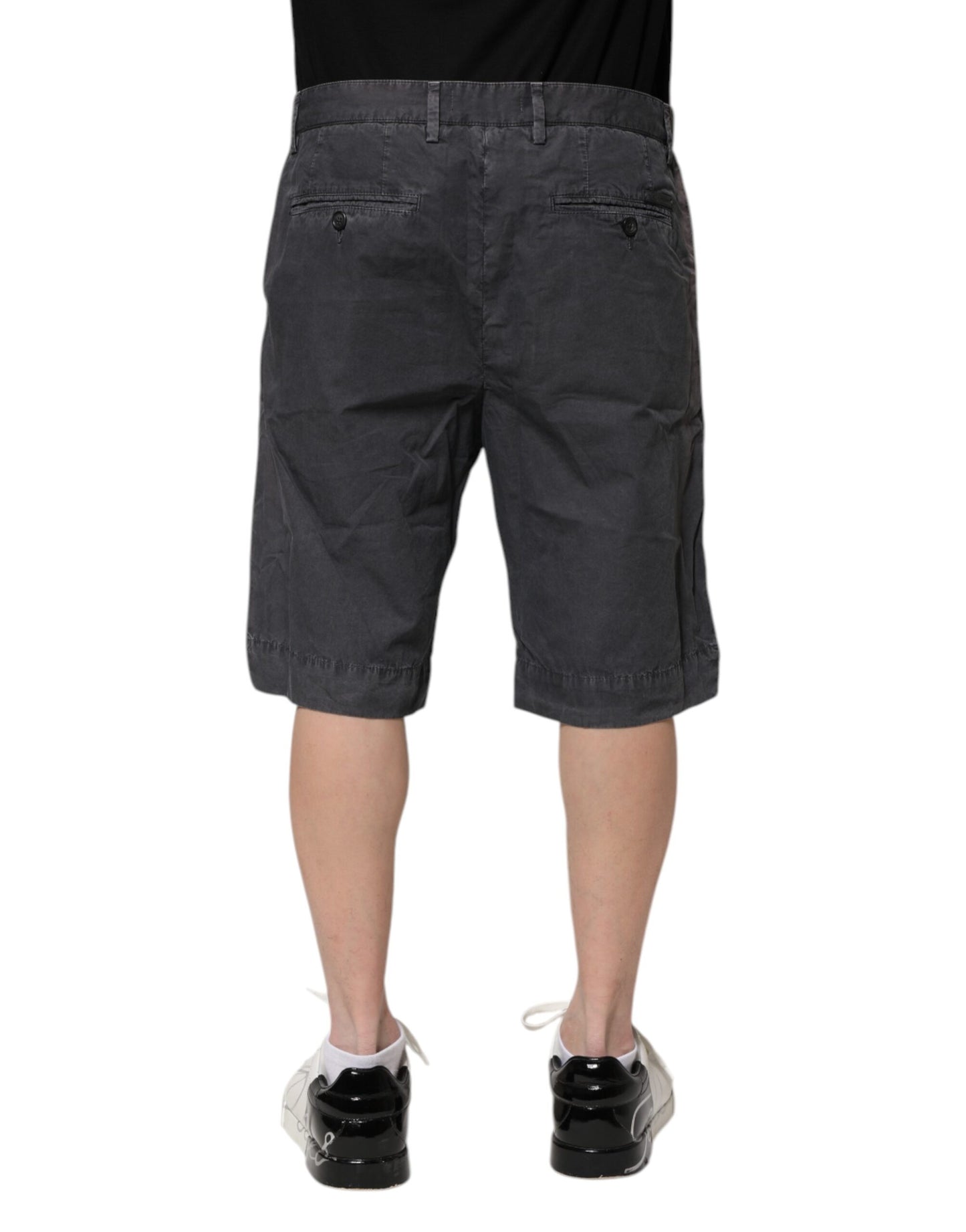 Dolce &amp; Gabbana – Bermudashorts aus Baumwollstretch-Denim in Dunkelgrau