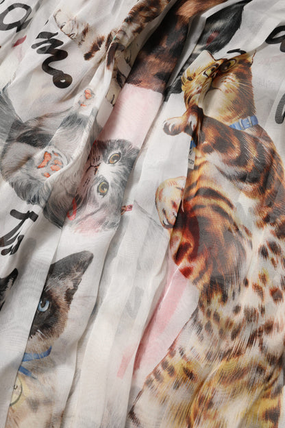 Dolce &amp; Gabbana Mehrfarbiges Ascot-Maxikleid aus Seide mit Animalprint