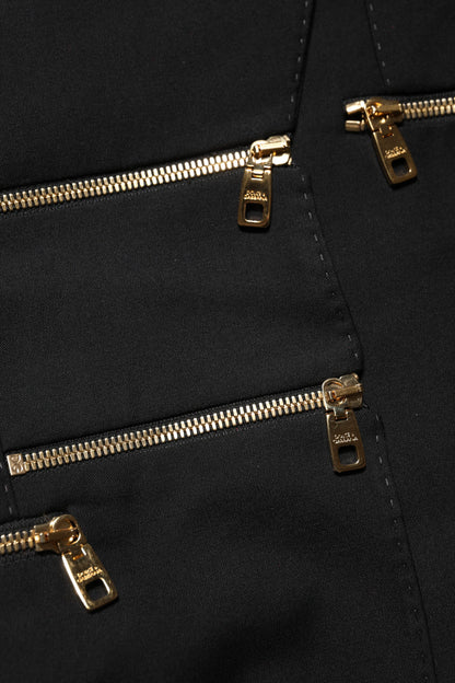 Dolce &amp; Gabbana – Schwarze Blazerjacke aus Wolle mit Reißverschluss