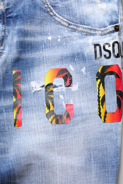 Dsquared² – Blaue Skinny-Jeans aus verwaschener Baumwolle mit mittlerer Taille