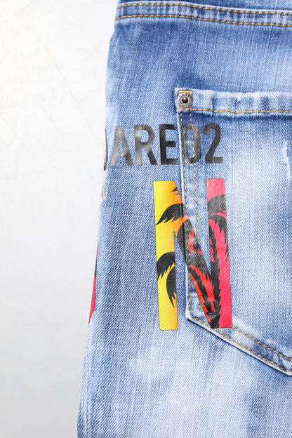 Dsquared² – Blaue Skinny-Jeans aus verwaschener Baumwolle mit mittlerer Taille