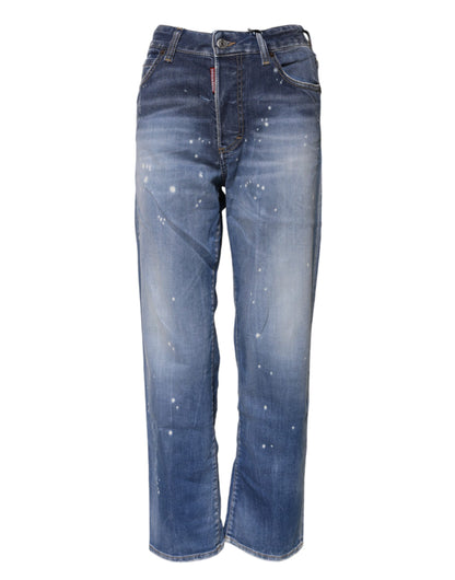 Dsquared² – Blaue, verwaschene Jeans aus Baumwolle mit mittlerer Taille und geradem Bein