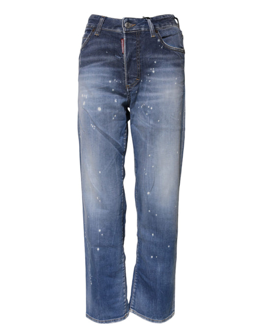 Dsquared² – Blaue, verwaschene Jeans aus Baumwolle mit mittlerer Taille und geradem Bein