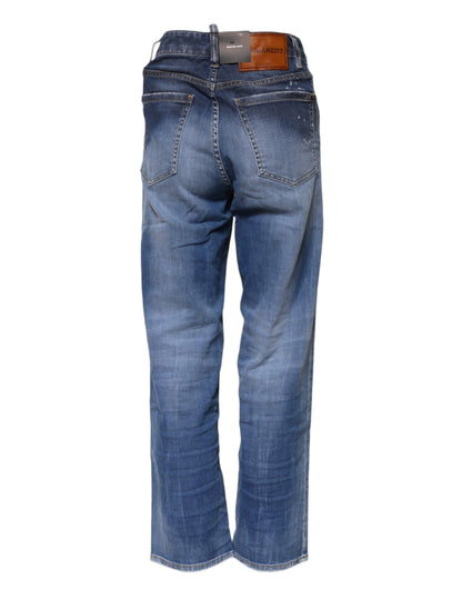 Dsquared² – Blaue, verwaschene Jeans aus Baumwolle mit mittlerer Taille und geradem Bein