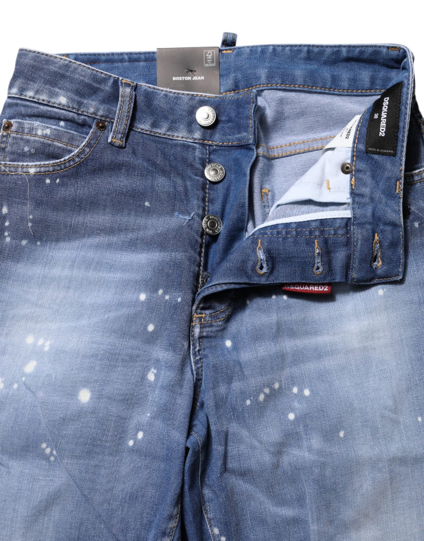 Dsquared² – Blaue, verwaschene Jeans aus Baumwolle mit mittlerer Taille und geradem Bein