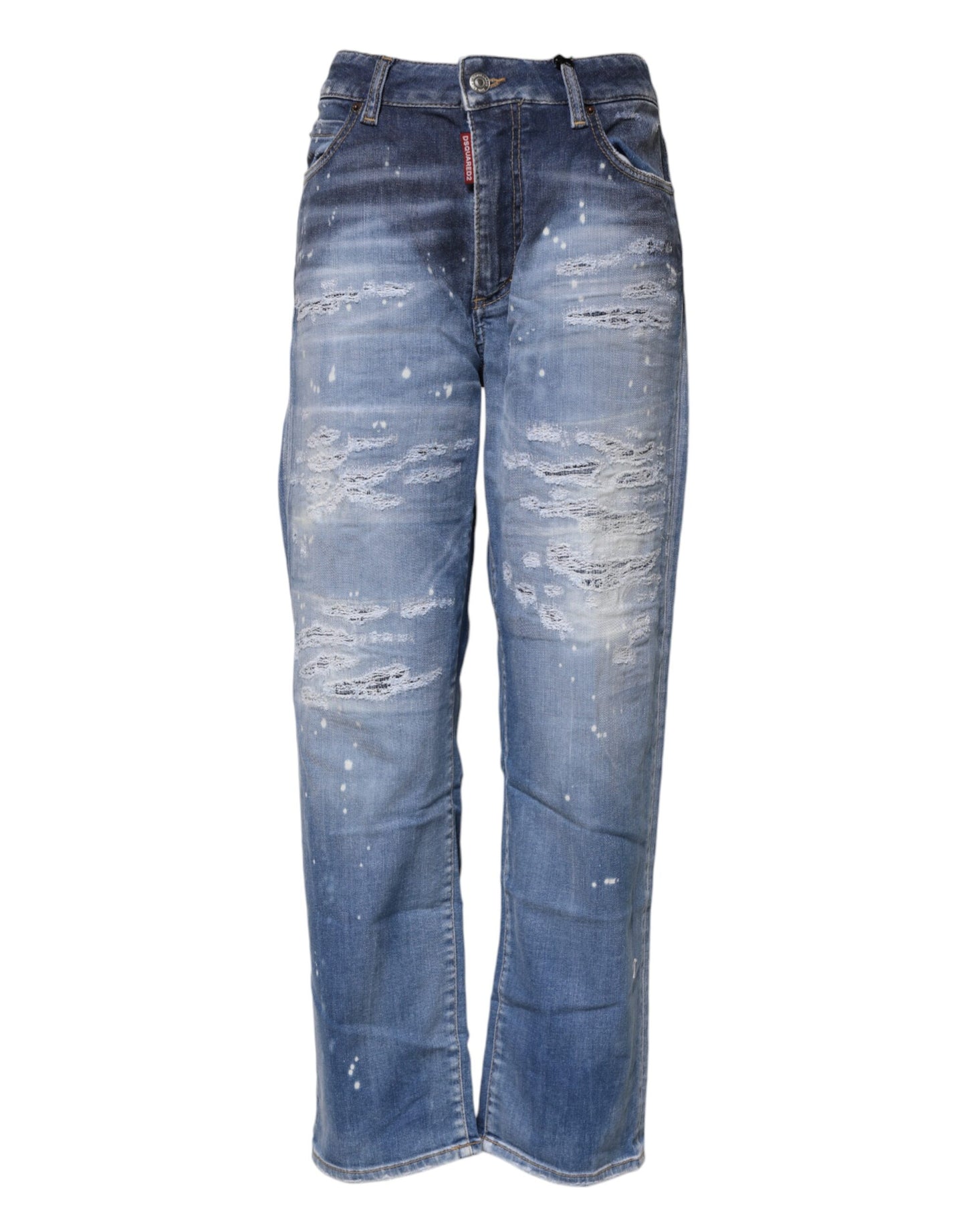 Dsquared² – Blaue, zerfetzte Jeans aus Baumwolle mit mittlerer Taille und geradem Schnitt