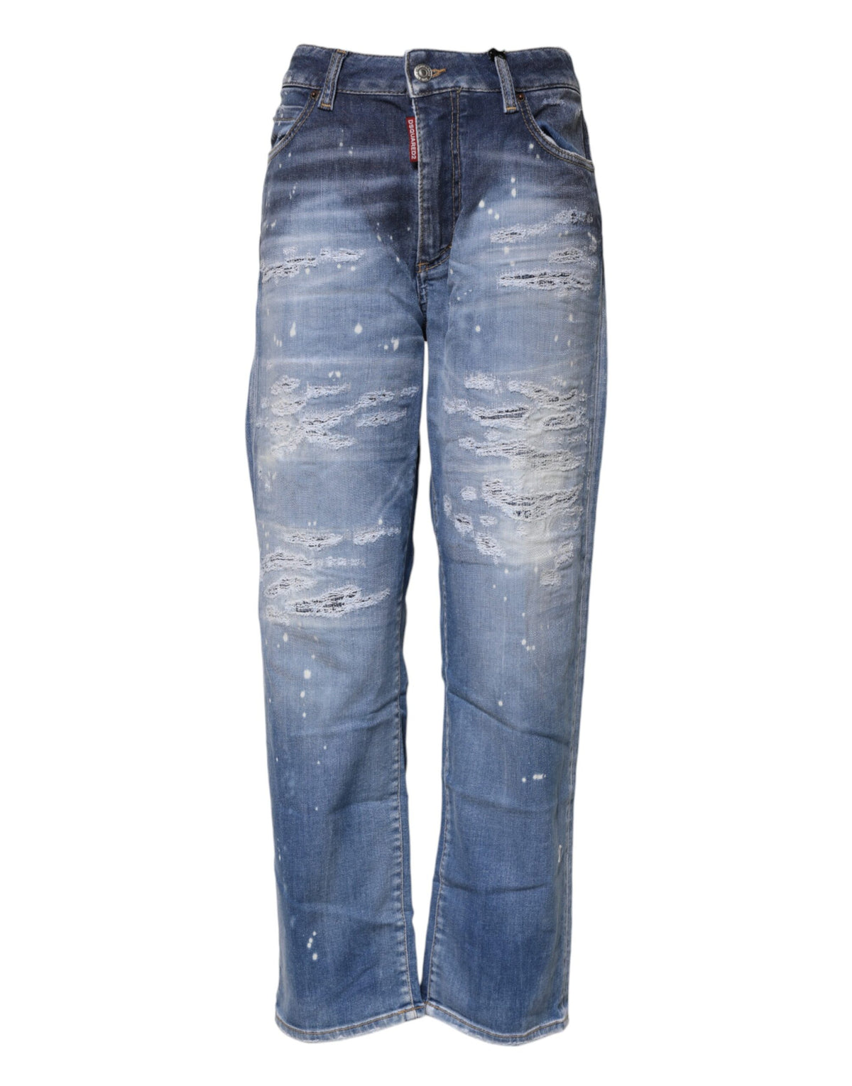 Dsquared² – Blaue, zerfetzte Jeans aus Baumwolle mit mittlerer Taille und geradem Schnitt