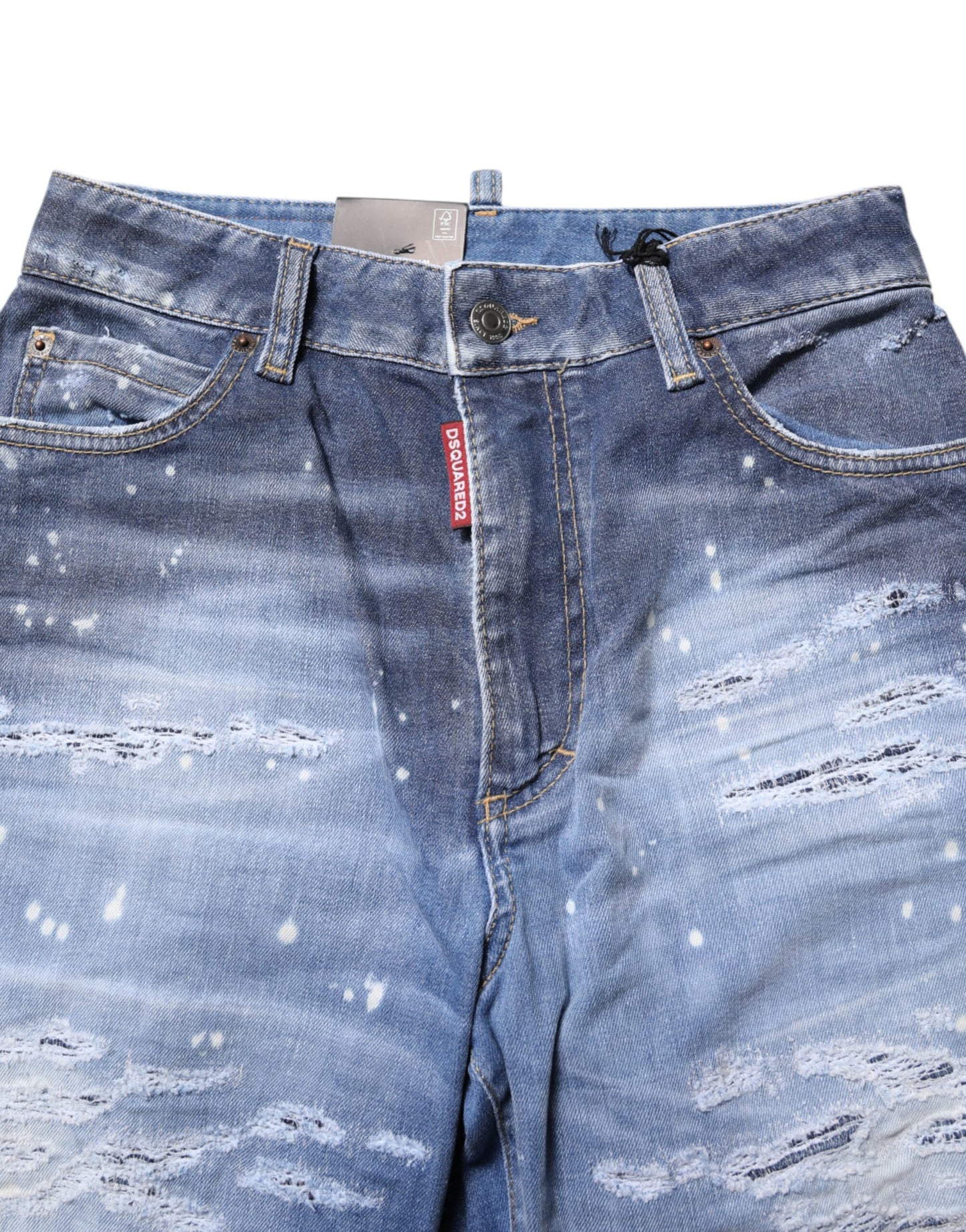 Dsquared² – Blaue, zerfetzte Jeans aus Baumwolle mit mittlerer Taille und geradem Schnitt