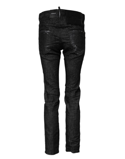 Dsquared² – Schwarze Skinny-Jeans aus verwaschener Baumwolle mit mittlerer Taille
