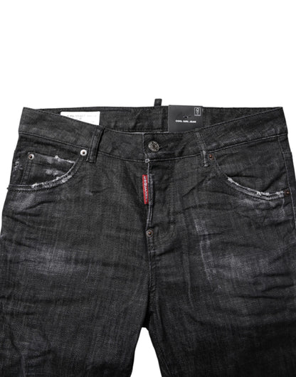 Dsquared² – Schwarze Skinny-Jeans aus verwaschener Baumwolle mit mittlerer Taille