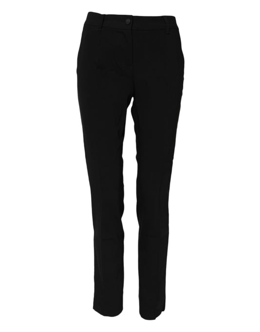 Dolce &amp; Gabbana – Schwarze Anzughose aus Wolle mit mittlerer Taille und schmalem Schnitt