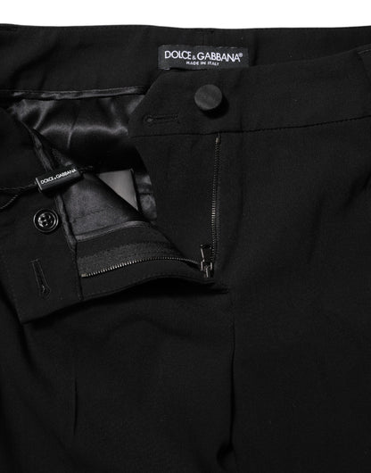 Dolce &amp; Gabbana – Schwarze Anzughose aus Wolle mit mittlerer Taille und schmalem Schnitt