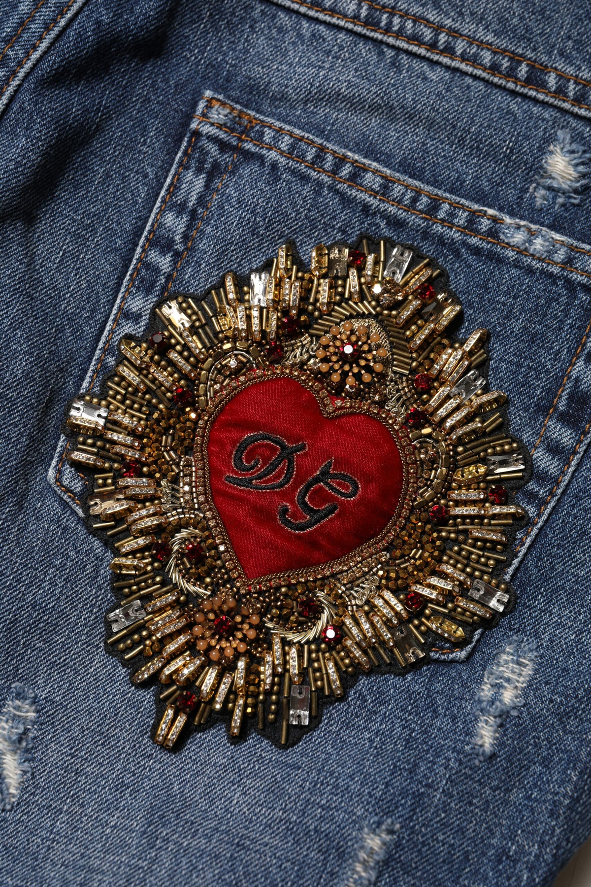 Dolce &amp; Gabbana – Zerfetzte Boyfriend-Jeans aus blauer Baumwolle