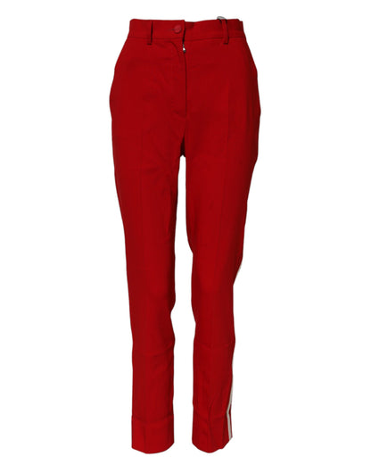 Dolce &amp; Gabbana – Karottenhose aus roter Wolle mit mittlerer Taille