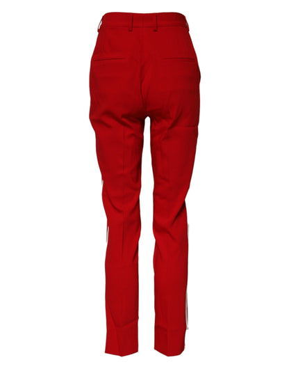 Dolce &amp; Gabbana – Karottenhose aus roter Wolle mit mittlerer Taille