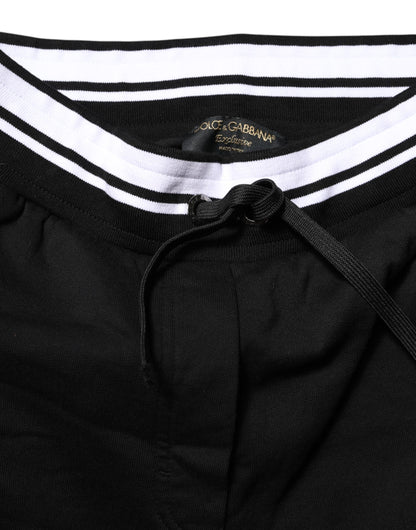 Dolce & Gabbana Black Cotton Mid Waist Jogger Pants